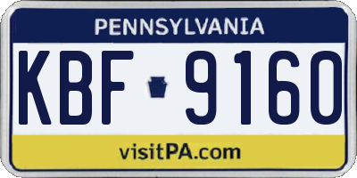 PA license plate KBF9160