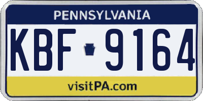 PA license plate KBF9164