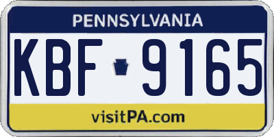 PA license plate KBF9165