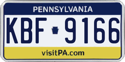 PA license plate KBF9166