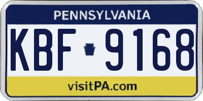 PA license plate KBF9168