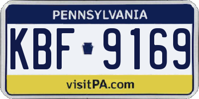 PA license plate KBF9169