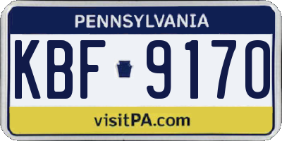 PA license plate KBF9170