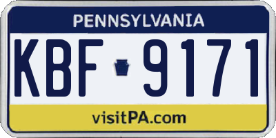 PA license plate KBF9171