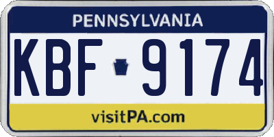 PA license plate KBF9174