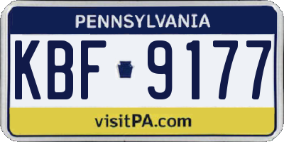 PA license plate KBF9177