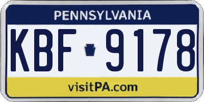 PA license plate KBF9178