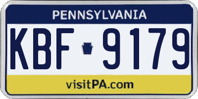 PA license plate KBF9179
