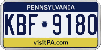 PA license plate KBF9180