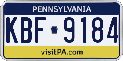 PA license plate KBF9184