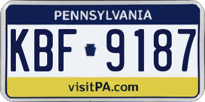 PA license plate KBF9187