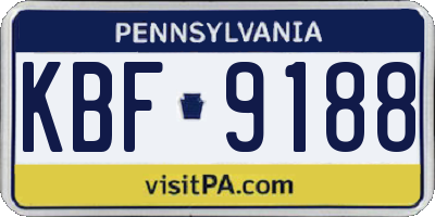 PA license plate KBF9188
