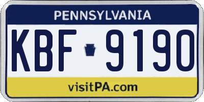 PA license plate KBF9190