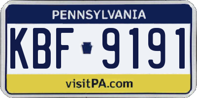 PA license plate KBF9191