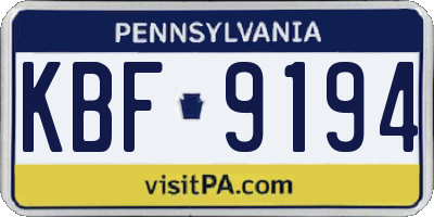 PA license plate KBF9194