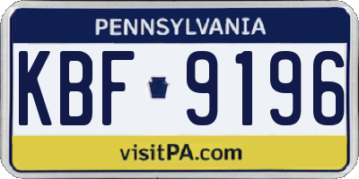 PA license plate KBF9196