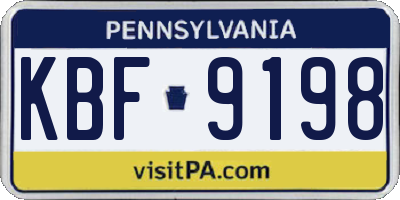 PA license plate KBF9198