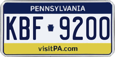 PA license plate KBF9200
