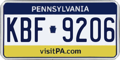 PA license plate KBF9206