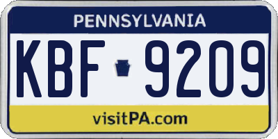 PA license plate KBF9209