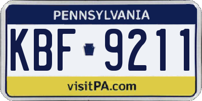 PA license plate KBF9211