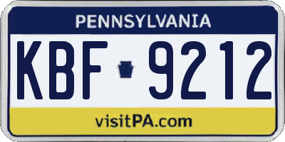 PA license plate KBF9212