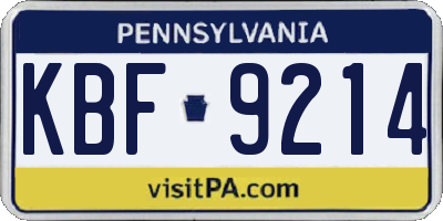 PA license plate KBF9214