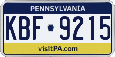 PA license plate KBF9215