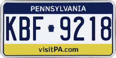 PA license plate KBF9218