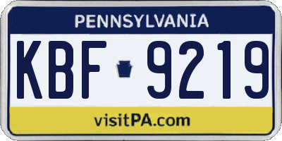PA license plate KBF9219