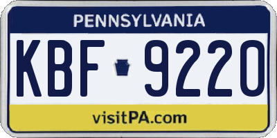PA license plate KBF9220