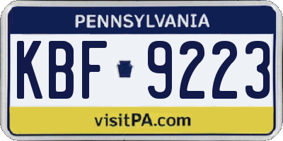 PA license plate KBF9223