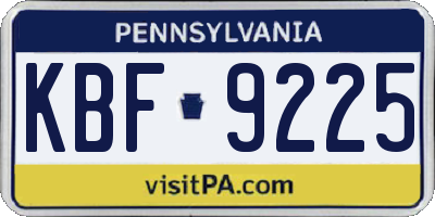 PA license plate KBF9225