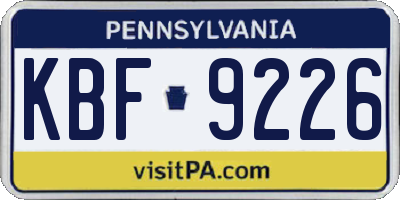 PA license plate KBF9226