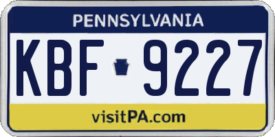 PA license plate KBF9227