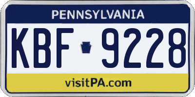PA license plate KBF9228