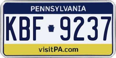 PA license plate KBF9237