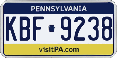 PA license plate KBF9238