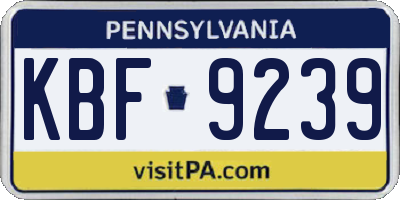 PA license plate KBF9239