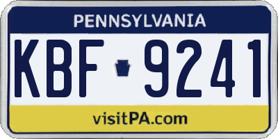 PA license plate KBF9241