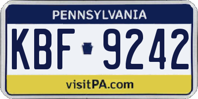 PA license plate KBF9242