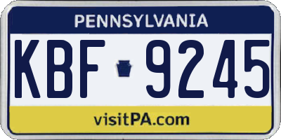 PA license plate KBF9245