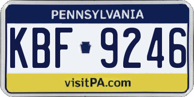 PA license plate KBF9246