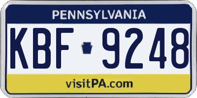 PA license plate KBF9248