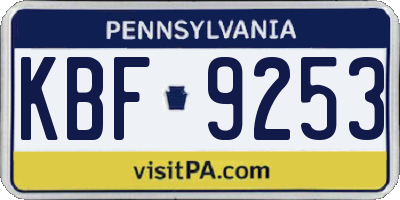 PA license plate KBF9253