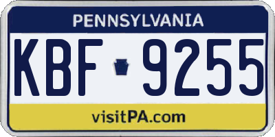 PA license plate KBF9255