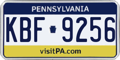 PA license plate KBF9256