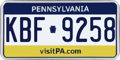 PA license plate KBF9258