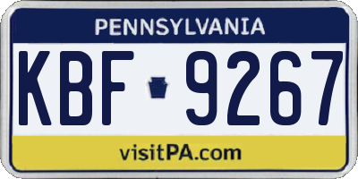PA license plate KBF9267