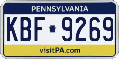 PA license plate KBF9269